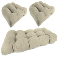 Jordan Manufacturing 3-Piece Tory Bisque Tan čvrsti Čupavi vanjski jastuk s pletenim jastukom za klupe i