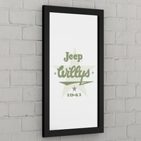 Uokvirena bar ogledalo - Jeep Willys 1941, stakleni pivski znak, gotovi crni okvir za pub, igraonica, garaža ili pećina čovjeka
