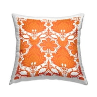 Stupell Industries narandžasto bijeli Damast uzorak odštampan dizajn jastuka za bacanje Geoff Tygert