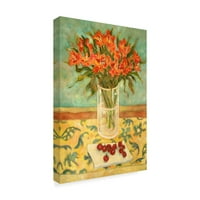 Zaštitni znak likovne umjetnosti' narandžasto cvijeće u staklu ' platnena Umjetnost Lorraine Platt