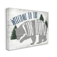 Stupell Industries Rustic Welcome to Cub House Quote Animal Pun Canvas Wall Art Design by Daphne Polselli,