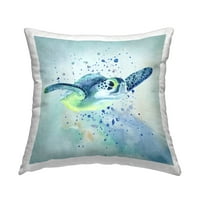 Stupell Industries Swimming Turtle Underwater Bubbles Printed Throw jastuk dizajn Karen Smith