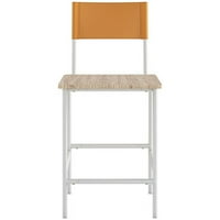 Kućni kvadrat Fau kožna stolica u smeđoj leđima i bijelom okviru - set od 2