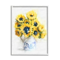 Stupell Industries Country Inspired Sunflower Bouquet Blue Pattern Vase, 20, dizajn ziwei Li