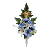 Oslonci 20,5 Vještačko cvijeće, Memorijalni kolac, Cinija, plava i bijela boja, anđeoski dekor