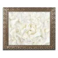 Zaštitni znak Likovna umjetnost' bijeli cvijet božura ' platnena Umjetnost Cora Niele, Zlatni okićeni okvir