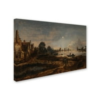Zaštitni znak Likovna umjetnost 'pogled na rijeku po mjesečini' umjetnost na platnu Aerta van der Neera