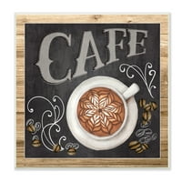 Stupell Industries tabla u stilu kafe znak Latte zrna kafe motiv drveni zid Art, 12, dizajn nd Art