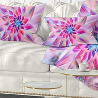 Designart ogroman ružičasto plavi fraktalni cvijet - jastuk za bacanje cvijeća-12x20