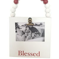 Vrijeme praznika blagoslovljeno vješalica za fotografije od bijelog i crvenog drveta kolekcionarski ukras