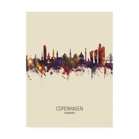 Zaštitni znak Likovna umjetnost 'Kopenhagen Danska Skyline portret III' umjetnost na platnu Michaela Tompsetta