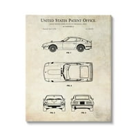 Stupell Industries Automobile car Technical Outline Diagram Blueprint Patent Canvas Wall Art, 40, dizajn