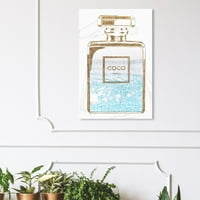 Wynwood Studio 'Perfume Water Love Light' modni i Glam zidni umjetnički platneni Print - zlato, plavo, 16