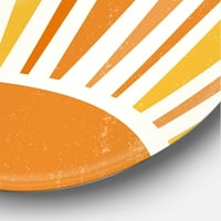 Designart 'Minimal Bright Shining Orange sun Rays II' Modern Circle Metal Wall Art-disk of 11