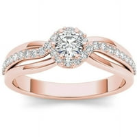 Karat TW dijamant jedan oreol 10kt zaručnički prsten od ružičastog zlata