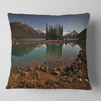 Designart jezero i Borovi uveče - pejzažni štampani jastuk za bacanje - 16x16