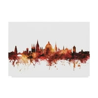 Zaštitni znak Likovna umjetnost 'Oxford England Skyline Crvena' platna umjetnost Michael tompsett