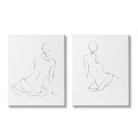 Stupell Industries Crteži ženskih gestova minimalistički zakrivljeni dizajn linije Ethana Harpera, komad,