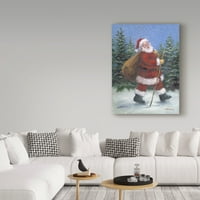 Zaštitni znak Likovna umjetnost' Walking Santa ' platna Umjetnost Mary Miller Veazie