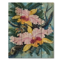 Designart' drevne šumske orhideje I ' tradicionalni Print na prirodnom borovom drvetu