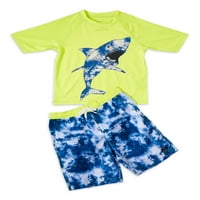 Big Chill Boys Tie Dye Shark Shark štitnik za osip sa kratkim rukavima i trupci, veličine 4-14