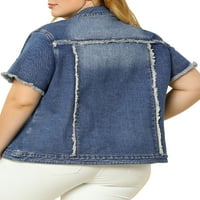 Unique Bargains Juniors ' Plus Size traper kratki rukav potresna jakna sa džepovima