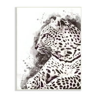 Stupell Industries Jungle mačka boja za prskanje odmaranje Cheetah Siva Bijela, 19, dizajnirao Ros Ruseva