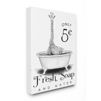 Stupell Industries Country fresh sapun i vodeni znak Žirafa za kupanje skica platnenog zida umjetnički dizajn