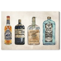 Wynwood Studio' Vintage Liquors 'Drinks and Spirits Wall Art Canvas Print - plava, narandžasta, 36 24