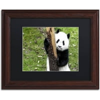 Zaštitni znak Likovna umjetnost Giant Panda vi Umjetnost platna Philippe Hugonnard, crni mat, drveni okvir