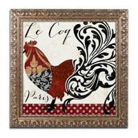 Zaštitni znak Likovna umjetnost Roosters of Paris i umjetnost platna u boji pekarski Zlatni okićeni okvir
