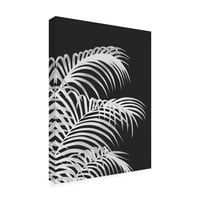 Zaštitni znak likovne umjetnosti 'palmin list 1, bijelo na Crnom' platno Art Fab Funky