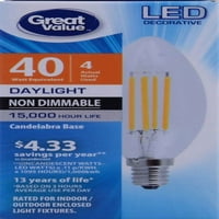 Dekorativna LED sijalica velike vrijednosti, 4W, dnevna svjetlost, bez zatamnjivanja, Broj