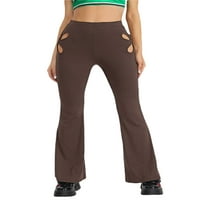 Ženske hlače sa čvrstim visokim strukom šuplje pantalone Slim Fit Yoga Flare Hlače Ruched tweatpants