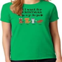 Grafička Amerika sve što želim za Božić je moj Psi personalizirano ime za kućne ljubimce & pasmina ženska majica