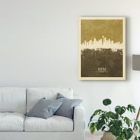 Zaštitni znak Fine Art 'Seattle Washington Skyline Brown' Canvas Art by Michael Thpsett