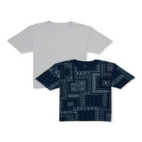 Wonder Nation Boys kratka rukava štampana i čvrsta majica, 2 pakovanja, veličine 4-18