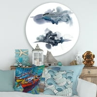 Designart 'Sažetak oblaka tamno plave boje I' moderni krug metalni zid Art-disk od 36