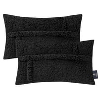 Phantoscope Soft Fluffy Sherpa serija jastuk za bacanje sa umetkom Fau Fur dekorativni jastuk, crni,, paket