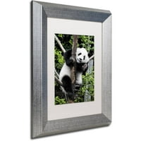 Zaštitni znak Likovna umjetnost Giant Panda II Umjetnost platna Philippe Hugonnard, bijeli mat, srebrni okvir