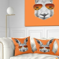 Designart Funny Rabbit sa sunčanim naočarima - jastuk za bacanje životinja - 16x16