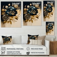 Designart plava i Zlatna Zinnia Flowers II canvas Wall Art