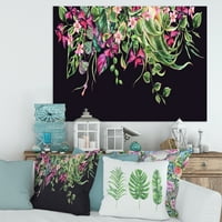 Designart 'Floral Tropical Leaves On Black Background' Farmhouse Canvas Wall Art Print