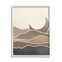 Pustinjski Mjesec Pješčane Dine Krajolik Pejzaž Grafička Umjetnost Bijela Uokvirena Umjetnost Print Zidna Umjetnost