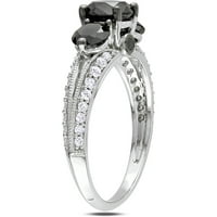 Carat T. W. crno-bijeli dijamant 10kt zaručnički prsten od bijelog zlata od tri kamena