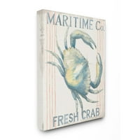 Stupell Industries Nautical Crab Maritime Seafood Sign pastelni Akvarelni platneni zidni dizajn Danhui nai, 36 48