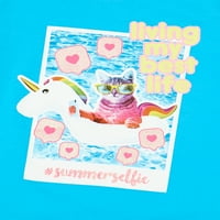 Wonder Nation Djevojke 4 - & Plus Mačka Living My Best Life Grafički Kratki Rukav Tee
