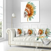 Designart Lobanja s perjem - apstraktni jastuk za bacanje-18x18