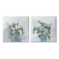 Stupell Industries Slikarsko plava vilica Cvijeće Postrojenja Vaza Sažetak Florals, 24, Dizajn Lucillie