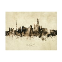 Michael Tompsett 'Shanghai China Skyline Vintage' Platno Art